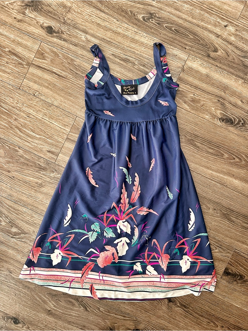 Party Girl Dress Company Navy Hawaiian Floral-Print Sleeveless Casual Dress